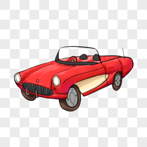 复古水彩汽车红色图片