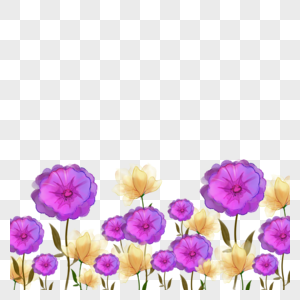 紫色水彩婚礼花卉边框图片