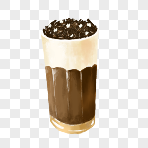 巧克力脆奶盖水彩咖啡图片