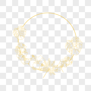 金线花卉婚礼金色圆形边框图片