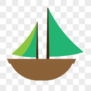 卡通绿色帆船图片