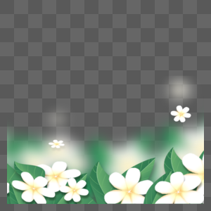 碧绿树叶和黄花春天光效花卉边框图片