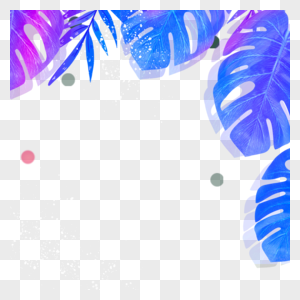 水彩霓虹树叶边框图片