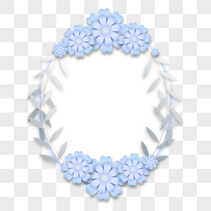剪纸花卉椭圆形边框图片
