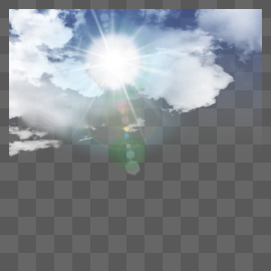 云朵太阳光粉色和绿色炫光光效图片