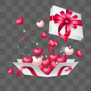 打开爱心红色华丽丝带盒子情人节图片