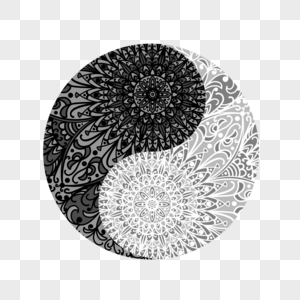 道教阴阳符号黑白花纹装饰图形图片