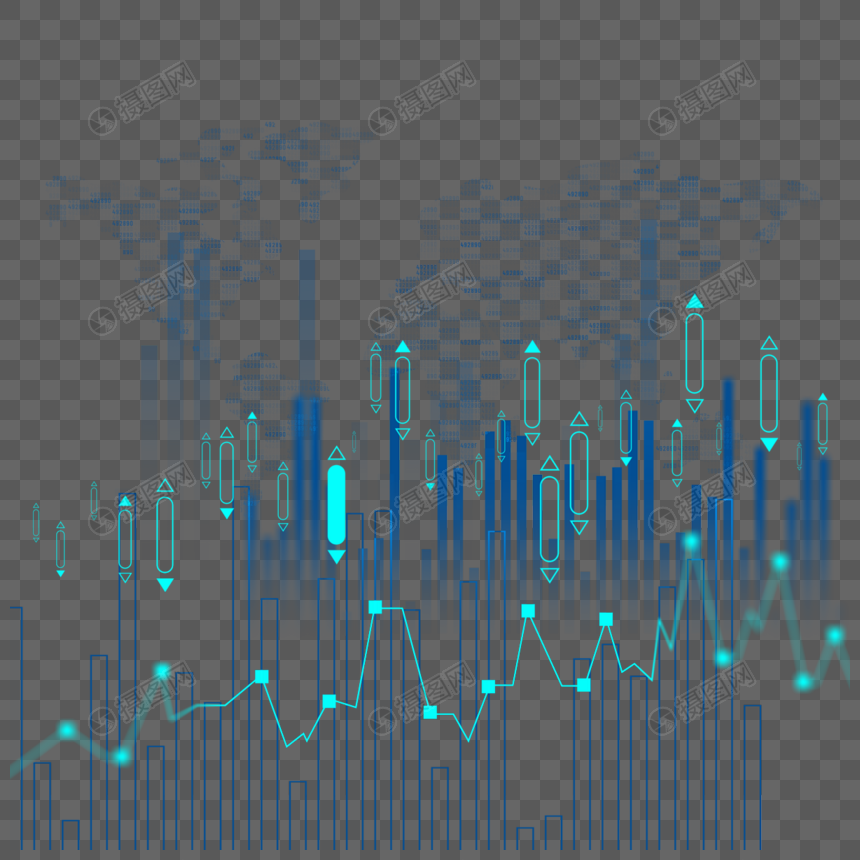 股票市场走势图分析蓝色渐变图片