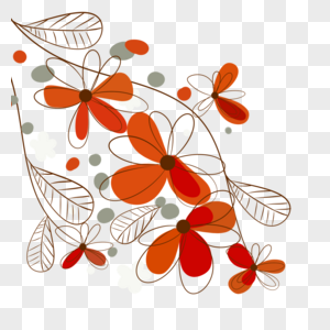 花卉植物抽象叶子线稿高清图片