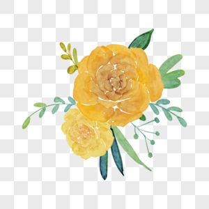 黄色水彩玫瑰婚礼花卉图片
