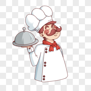 自信的卡通厨师托盘图片