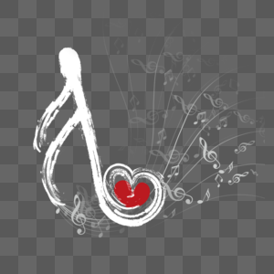 白色音乐符号红色爱心乐谱图片