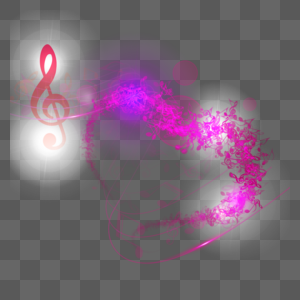紫色爱心音乐符号光效元素图片