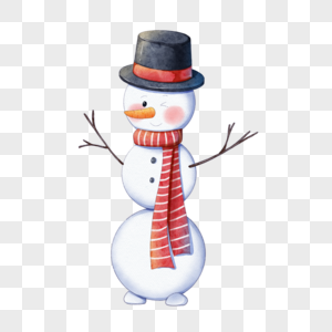圣诞节水彩礼帽雪人图片