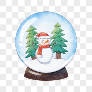 圣诞节水彩雪人水晶球图片