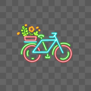 花朵自行车霓虹灯高清图片