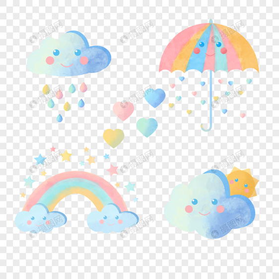 水彩婴儿可爱卡通雨天图片