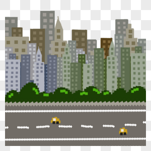 像素艺术游戏城市街景汽车草丛图片