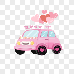 粉色婚车气球浪漫图片