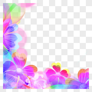 彩色炫彩花卉抽象边框图片