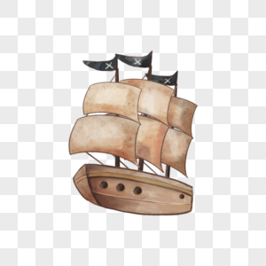 水彩夏季海洋轮船海盗船图片