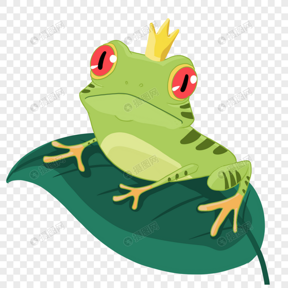 夏季卡通可爱叶子上的青蛙王子图片