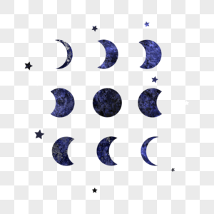 月相符号蓝色墙壁装饰图片