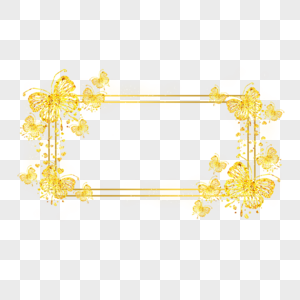 金色光效蝴蝶婚礼长方形边框图片