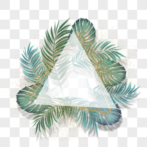 三角形夏季棕榈叶金线边框图片