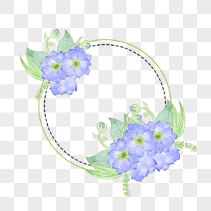 淡雅水彩银莲花花卉婚礼边框图片