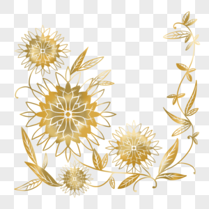 光效抽象金边花卉植物图片