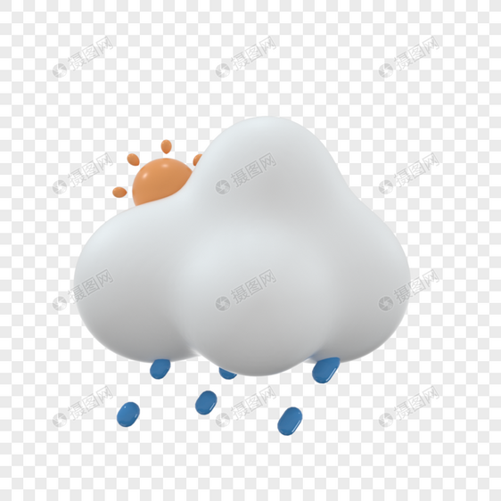 天气预报晴转多云可爱3d风格图片