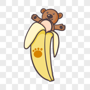 香蕉里的可爱玩具熊图片