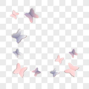 粉色蝴蝶边框剪纸风格图片
