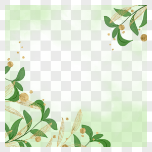 清新绿色水彩叶子边框图片