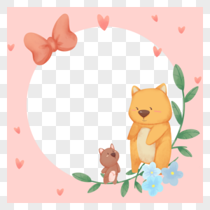 小熊蝴蝶结粉色卡通动物facebook边框图片