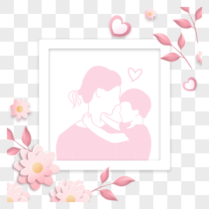 母亲节花卉相框剪影图片