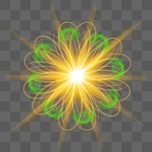绿色光圈黄色放射光效花卉样式图片