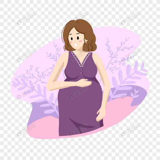 紫色衣服孕妇妈妈图片