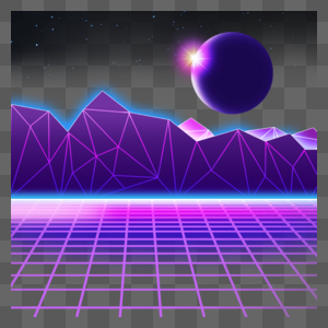紫色山脉发光圆球抽象科技光效图片