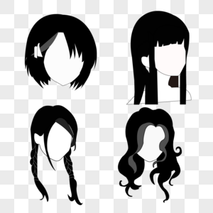 女式发型头发组合长发短发图片