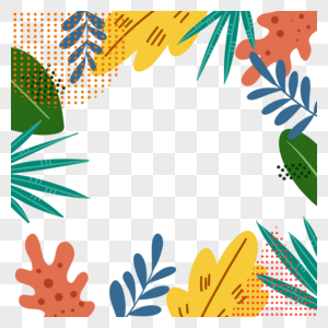 孟菲斯彩色植物抽象边框图片