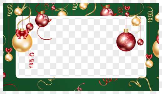 圣诞节金色丝带圆球绿色边框图片