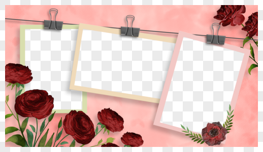 花卉相册粉色浪漫相框图片