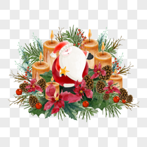 圣诞水彩蜡烛传递节日祝福图片
