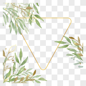 金箔树叶婚礼三角形边框图片