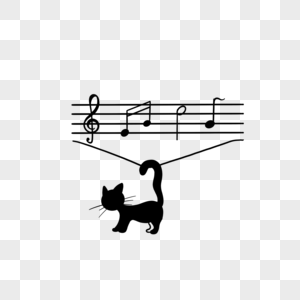 五线谱变形猫咪乐符图片