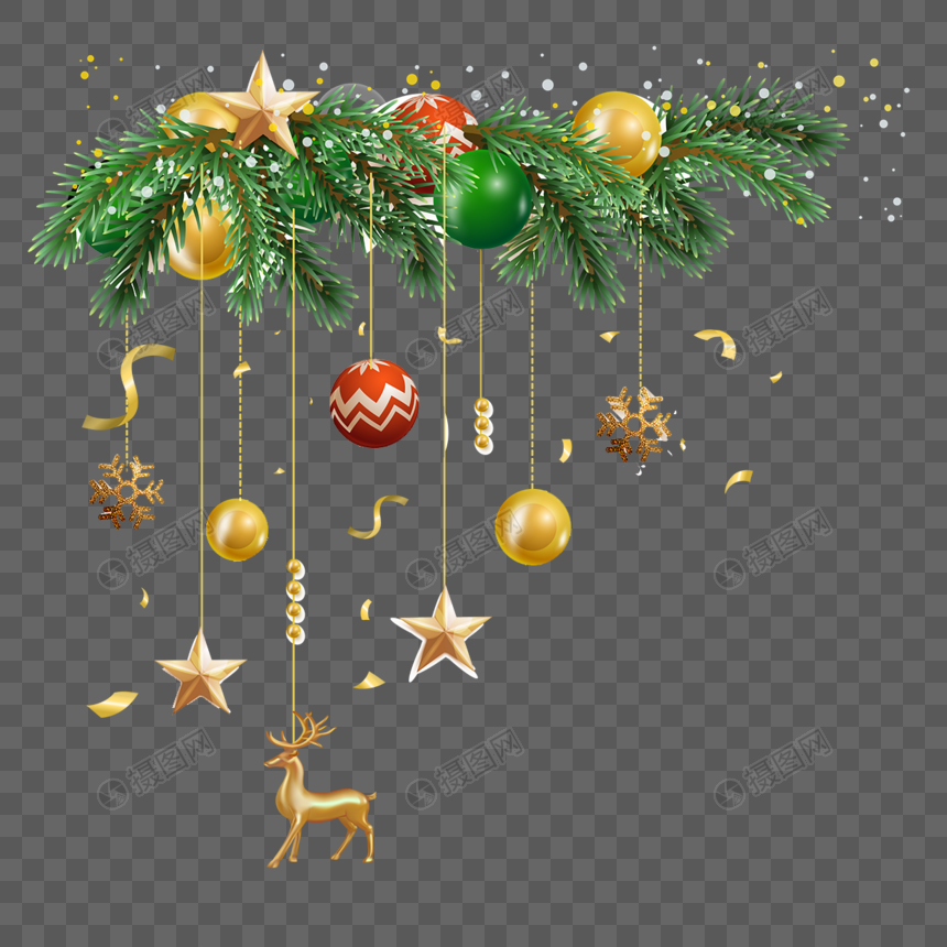 圣诞节金色驯鹿装饰彩球图片