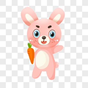 卡通可爱动物拿着胡萝卜兔子图片