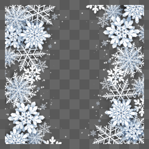 可爱雪花碎片创意冬天雪花边框图片